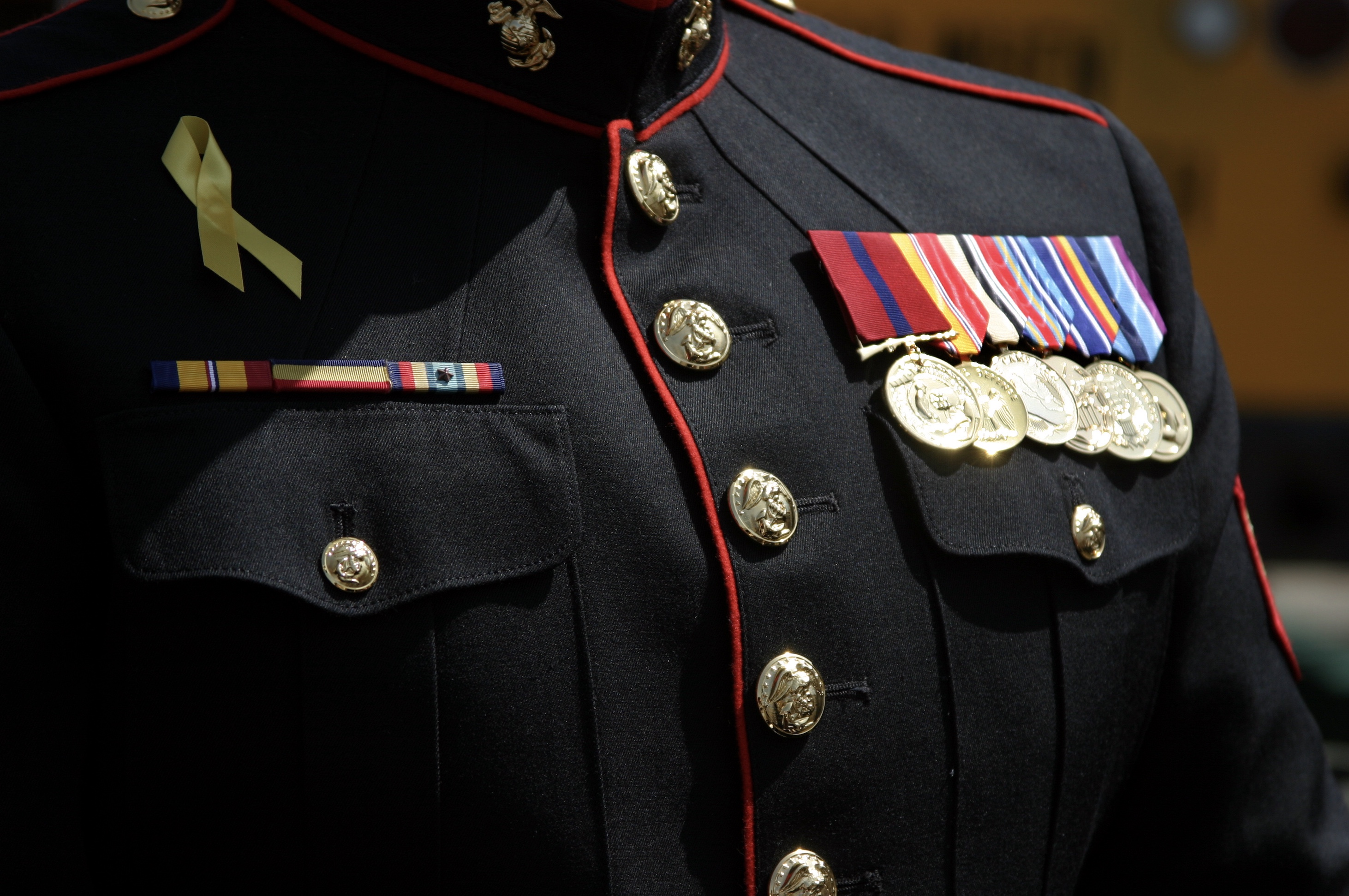 U.S. Marine Corps dress uniform with service medals